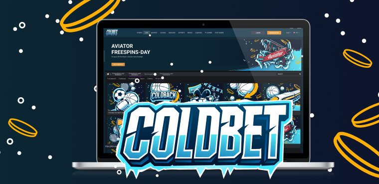 Maquete do catálogo de slots da Coldbet
